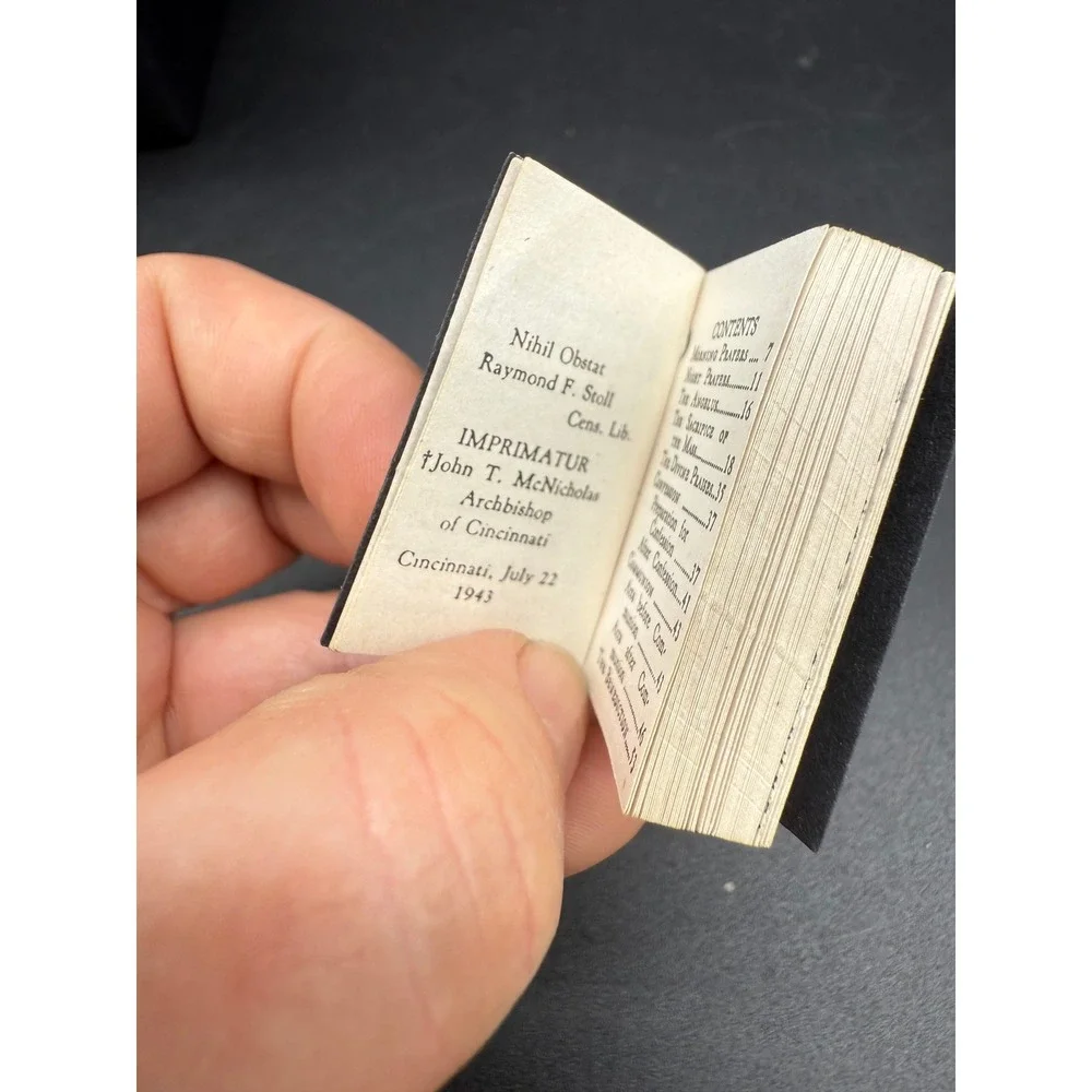 Vintage 1943 Catholic Prayer Book‎ Miniature Imprimatur Archbishop McNicholas